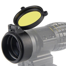 Load image into Gallery viewer, 30-69mm Rifle Scope Cover Yellow Quick Flip Spring Up Open Lens Cover Cap Eye Protect Objective Lens Eye Caliber Pistol

