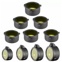Load image into Gallery viewer, 30-69mm Rifle Scope Cover Yellow Quick Flip Spring Up Open Lens Cover Cap Eye Protect Objective Lens Eye Caliber Pistol
