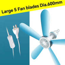 Load image into Gallery viewer, 5/6 Leaves 220V Plug-in Ceiling Canopy Fan Silent Hanging Fan for Camping Bed Dormitory Tent Fan
