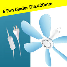 Load image into Gallery viewer, 5/6 Leaves 220V Plug-in Ceiling Canopy Fan Silent Hanging Fan for Camping Bed Dormitory Tent Fan
