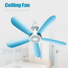 Load image into Gallery viewer, 5/6 Leaves 220V Plug-in Ceiling Canopy Fan Silent Hanging Fan for Camping Bed Dormitory Tent Fan
