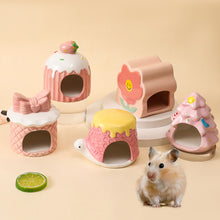 Load image into Gallery viewer, Ceramic Hamster House for Small Animals Outdoor Mushroom Cave Small Animal Food for Home Hamster Keeping Gifts

