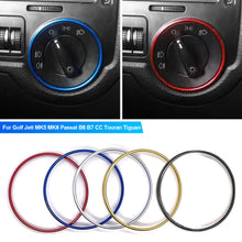 Load image into Gallery viewer, Car Headlight Switch Decorative Frame Aluminum Alloy Trim Ring Sticker For Golf Jett MK5 MK6 Passat B6 B7 CC Touran Tiguan

