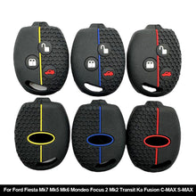 Load image into Gallery viewer, Silicone Key Case Cover Protected Fob Accessories for Ford Fiesta Mk7 Mk5 Mk6 Mondeo Focus 2 Mk2 Transit Ka Fusion C-MAX S-MAX
