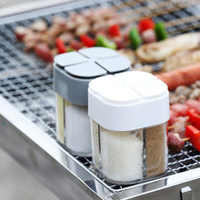 Load image into Gallery viewer, 4 in 1 Seasoning Box Kitchen Flip Cover Transparent Seasoning Can Outdoor Barbecue Portable Grid Seasoning Box
