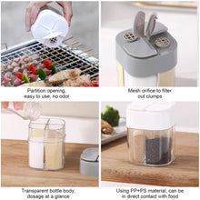 Load image into Gallery viewer, 4 in 1 Seasoning Box Kitchen Flip Cover Transparent Seasoning Can Outdoor Barbecue Portable Grid Seasoning Box

