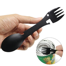 Load image into Gallery viewer, 3 in 1 Stainless Steel Multifunctional Fork Spoon Bottle Opener Can Opener Outdoor Camping Portable Kitchen Utensils
