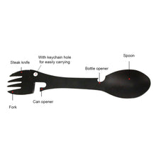 Load image into Gallery viewer, 3 in 1 Stainless Steel Multifunctional Fork Spoon Bottle Opener Can Opener Outdoor Camping Portable Kitchen Utensils
