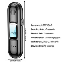 Load image into Gallery viewer, Automatic Breath Digital Alcohol Tester Professional Alcohol Detector Breathalyzer  Alcotester LCD Display Drunk Driving Test
