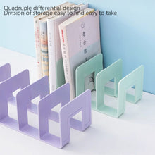 Load image into Gallery viewer, 4 Grid Bookends Stand Bookshelf Desktop Decor Storage Rack Bookend Book Holder School Stationery Office Desktop File Organizer
