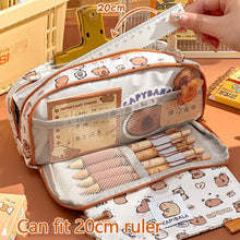 Load image into Gallery viewer, INS Capybara Four-layer Large Capacity Pen Bag Cute Cartoon Pencil Case Stationery Organizer Storage Bag For Students Gift
