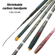 Load image into Gallery viewer, 1PC 1.8/2.1/2.4M Shrinkable Small Carbon Pole 46CM Short Section Portable Stream Fishing Rod Fishing Accessories
