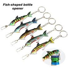 Load image into Gallery viewer, 1PC 34G/9CM Simulation Lure Bait Fish-Shaped Bottle Opener Portable Keychain Iron Plate Bait
