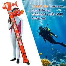 Load image into Gallery viewer, 1.5M/1.8M Cartoon-Head Diving SMB Buoy Rod Professional Diving Surface Marker Buoy Safety Warning Stick Diving equipment
