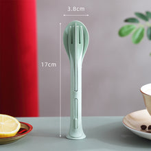 Load image into Gallery viewer, Wheat Straw Outdoor Camping 3 in 1 Portable Knife Fork Spoon Household Plastic Spoon Fork Wheat Western Tableware Set
