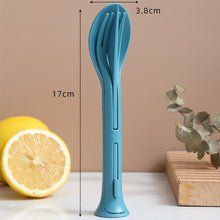 Load image into Gallery viewer, Wheat Straw Outdoor Camping 3 in 1 Portable Knife Fork Spoon Household Plastic Spoon Fork Wheat Western Tableware Set
