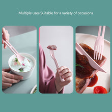 Load image into Gallery viewer, Wheat Straw Outdoor Camping 3 in 1 Portable Knife Fork Spoon Household Plastic Spoon Fork Wheat Western Tableware Set

