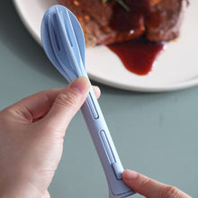 Load image into Gallery viewer, Wheat Straw Outdoor Camping 3 in 1 Portable Knife Fork Spoon Household Plastic Spoon Fork Wheat Western Tableware Set
