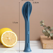 Load image into Gallery viewer, Wheat Straw Outdoor Camping 3 in 1 Portable Knife Fork Spoon Household Plastic Spoon Fork Wheat Western Tableware Set

