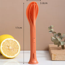 Load image into Gallery viewer, Wheat Straw Outdoor Camping 3 in 1 Portable Knife Fork Spoon Household Plastic Spoon Fork Wheat Western Tableware Set
