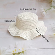 Load image into Gallery viewer, Wavy Edge Cute Straw Hat BJD Straw Hat Pet Hat Cotton Baby Hat Mini Hat Doll Hat Toy Hat Small Hat
