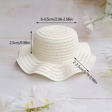 Load image into Gallery viewer, Wavy Edge Cute Straw Hat BJD Straw Hat Pet Hat Cotton Baby Hat Mini Hat Doll Hat Toy Hat Small Hat
