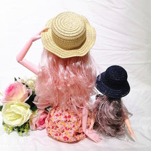 Load image into Gallery viewer, Wavy Edge Cute Straw Hat BJD Straw Hat Pet Hat Cotton Baby Hat Mini Hat Doll Hat Toy Hat Small Hat
