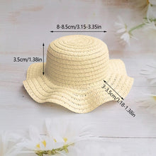 Load image into Gallery viewer, Wavy Edge Cute Straw Hat BJD Straw Hat Pet Hat Cotton Baby Hat Mini Hat Doll Hat Toy Hat Small Hat
