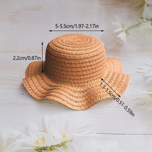 Load image into Gallery viewer, Wavy Edge Cute Straw Hat BJD Straw Hat Pet Hat Cotton Baby Hat Mini Hat Doll Hat Toy Hat Small Hat

