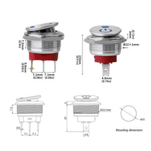 Load image into Gallery viewer, 22mm Metal Car Toggle Switches Button Rocker Switch Stainless Steel 12V 20A Self-locking Two Positions ON-OFF 3 Pins
