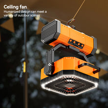 Load image into Gallery viewer, 5400/9000mAh USB Rechargeable Camping Fan Portable Air Circulators Wireless Fans Tent Fan with Hook
