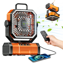 Load image into Gallery viewer, 5400/9000mAh USB Rechargeable Camping Fan Portable Air Circulators Wireless Fans Tent Fan with Hook
