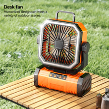 Load image into Gallery viewer, 5400/9000mAh USB Rechargeable Camping Fan Portable Air Circulators Wireless Fans Tent Fan with Hook
