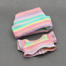 Load image into Gallery viewer, Miniature Knit Flap Hat and T-Shirt Set for 17cm Labubu Dolls Cute DIY Doll Clothes Fashion Accessories Lovely Outfit Gifts for Girls Friends
