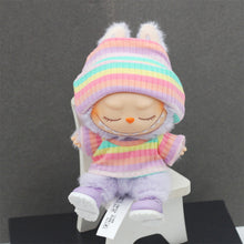Load image into Gallery viewer, Miniature Knit Flap Hat and T-Shirt Set for 17cm Labubu Dolls Cute DIY Doll Clothes Fashion Accessories Lovely Outfit Gifts for Girls Friends

