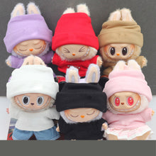 Load image into Gallery viewer, Miniature Knit Flap Hat and T-Shirt Set for 17cm Labubu Dolls Cute DIY Doll Clothes Fashion Accessories Lovely Outfit Gifts for Girls Friends
