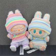 Load image into Gallery viewer, Miniature Knit Flap Hat and T-Shirt Set for 17cm Labubu Dolls Cute DIY Doll Clothes Fashion Accessories Lovely Outfit Gifts for Girls Friends
