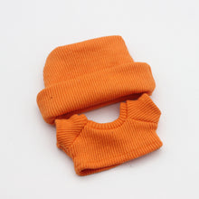 Load image into Gallery viewer, Miniature Knit Flap Hat and T-Shirt Set for 17cm Labubu Dolls Cute DIY Doll Clothes Fashion Accessories Lovely Outfit Gifts for Girls Friends
