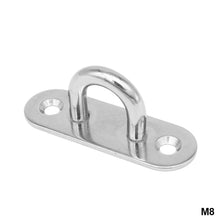 Load image into Gallery viewer, 1Pc 304 Steel Stainless D Shape Boat Ceiling Hanger Ring Heavy Duty Oblong Eye Plate Pad Wall Mount U Hook Garage Hammock
