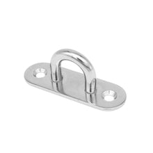 Load image into Gallery viewer, 1Pc 304 Steel Stainless D Shape Boat Ceiling Hanger Ring Heavy Duty Oblong Eye Plate Pad Wall Mount U Hook Garage Hammock
