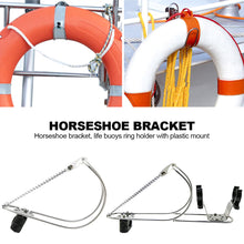 Load image into Gallery viewer, Boat Marine Lifebuoy Ring Horseshoe Bracket Hardware Boat Life Buoy Holder Adjustable Swimming Ring Brackets Rustproof for Yacht
