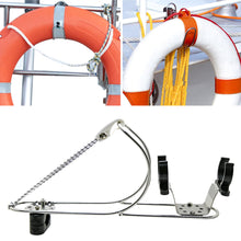 Load image into Gallery viewer, Boat Marine Lifebuoy Ring Horseshoe Bracket Hardware Boat Life Buoy Holder Adjustable Swimming Ring Brackets Rustproof for Yacht
