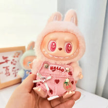 Load image into Gallery viewer, Miniature Cherry-Adorned Denim Overalls Set for 17cm Labubu Dolls Cute DIY Doll Clothes Fashion Accessories Lovely Outfit Gifts for Girls Friends
