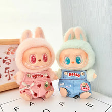 Load image into Gallery viewer, Miniature Cherry-Adorned Denim Overalls Set for 17cm Labubu Dolls Cute DIY Doll Clothes Fashion Accessories Lovely Outfit Gifts for Girls Friends
