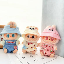 Load image into Gallery viewer, Miniature Cherry-Adorned Denim Overalls Set for 17cm Labubu Dolls Cute DIY Doll Clothes Fashion Accessories Lovely Outfit Gifts for Girls Friends
