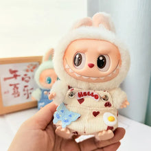 Load image into Gallery viewer, Miniature Cherry-Adorned Denim Overalls Set for 17cm Labubu Dolls Cute DIY Doll Clothes Fashion Accessories Lovely Outfit Gifts for Girls Friends

