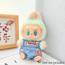 Load image into Gallery viewer, Miniature Cherry-Adorned Denim Overalls Set for 17cm Labubu Dolls Cute DIY Doll Clothes Fashion Accessories Lovely Outfit Gifts for Girls Friends
