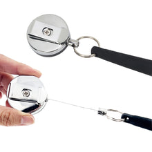 Load image into Gallery viewer, 1PC Stainless Steel Easy To Pull Button Key Chain With Silicone Pen Sleeve Retractable Anti-Loss Anti-Theft Wire Rope Buckle
