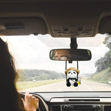 Load image into Gallery viewer, Cute Anime Swing Panda Car Rearview Mirror Pendant Super Cool Revolver Car Decor Pendant Auto Interior Ornament Decoration
