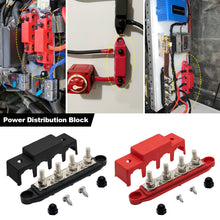 Load image into Gallery viewer, DC 12V-48V 250A RV Yacht Boat Bus Bar Terminal Battery Power Distribution Block With Cover M8 Screw 4 for Automobile RV Truck
